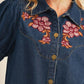 DENIM EMB ACCENT TOP