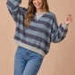 HACCI NAVY/GREY STRIPED LS