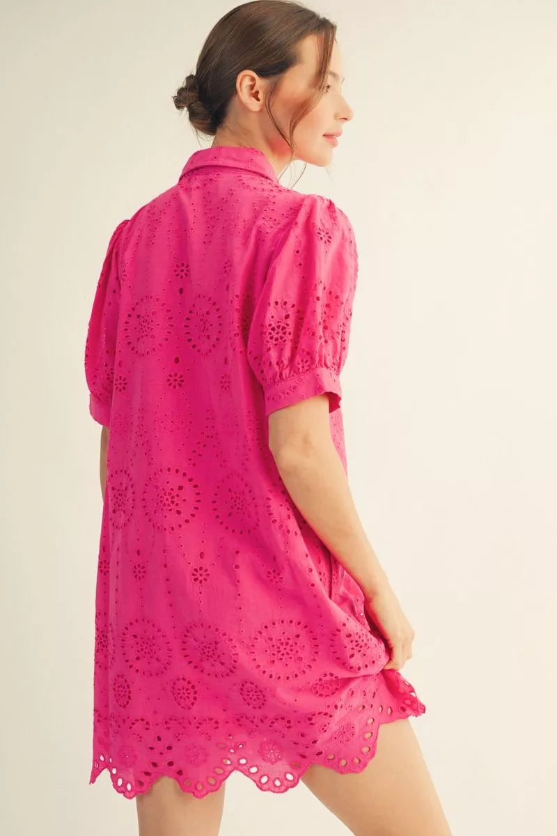 SCALLOP HEM PINK DRESS