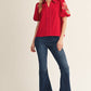 EMB TRIM SCALLOP RED TOP