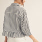 STRIPE RUFFLE NAVY TOP