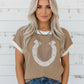 HORSE-SHOE BROWN SWEATER SS TOP