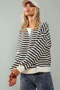 MEADOW BLACK STRIPED SWEATER