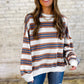 CREW NECK STRIPE SWEATER