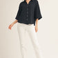 DROP SHOULDER 3/4 BLACK SS TOP
