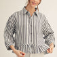 STRIPE RUFFLE NAVY TOP