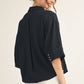 DROP SHOULDER 3/4 BLACK SS TOP