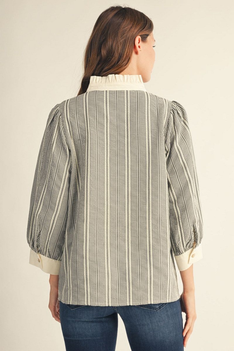 GINHAM TEXTERED BLACK TOP