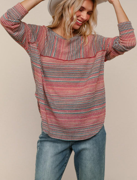 SPACE KNIT LS TOP