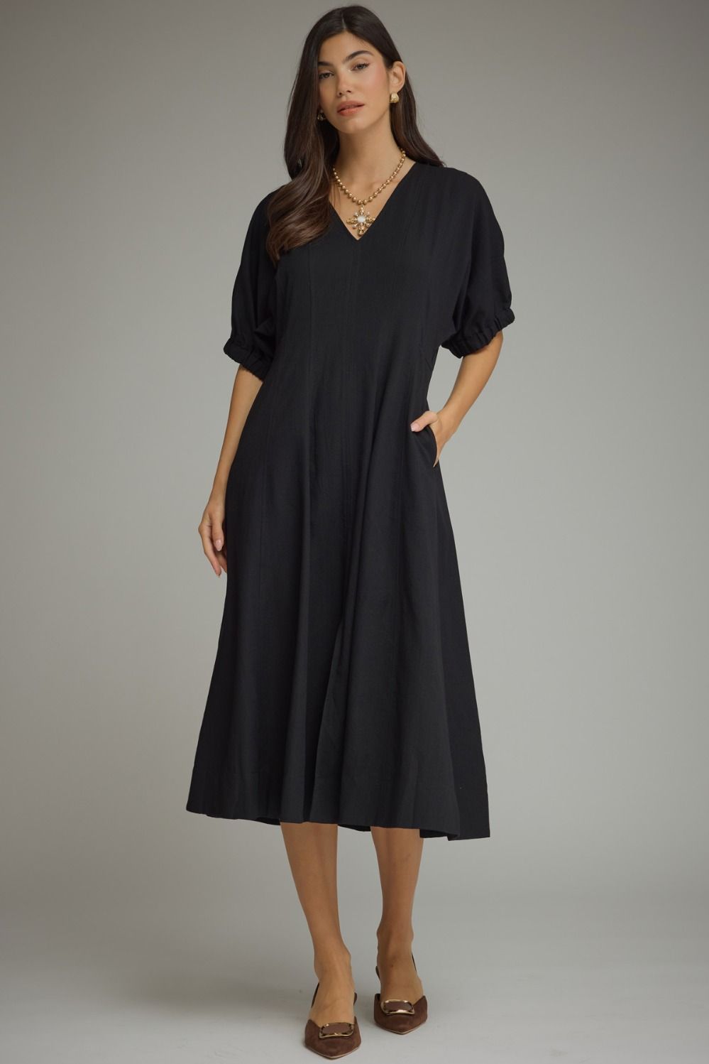 WOMENS BLACK SIDE SEAM DRESS