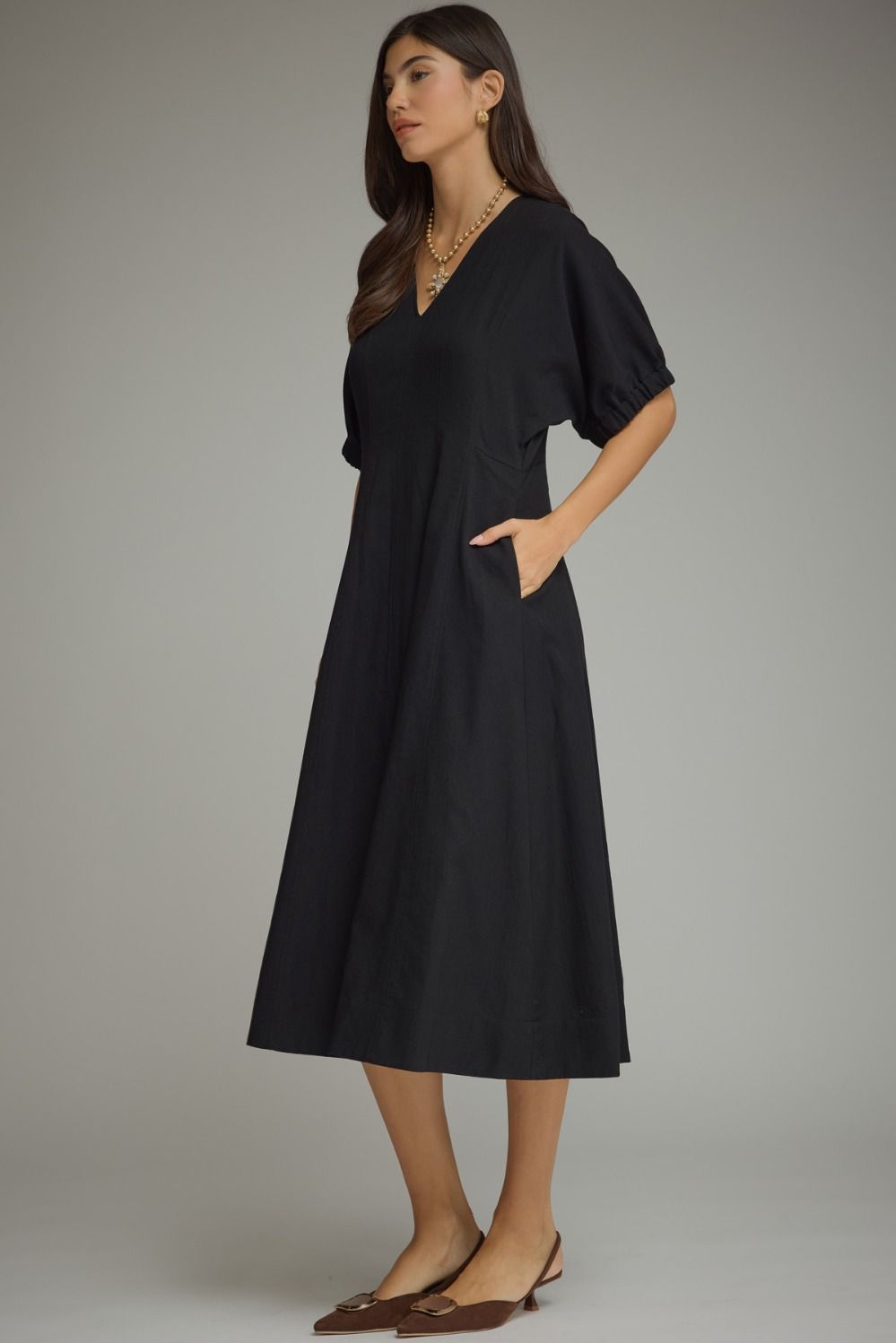 WOMENS BLACK SIDE SEAM DRESS