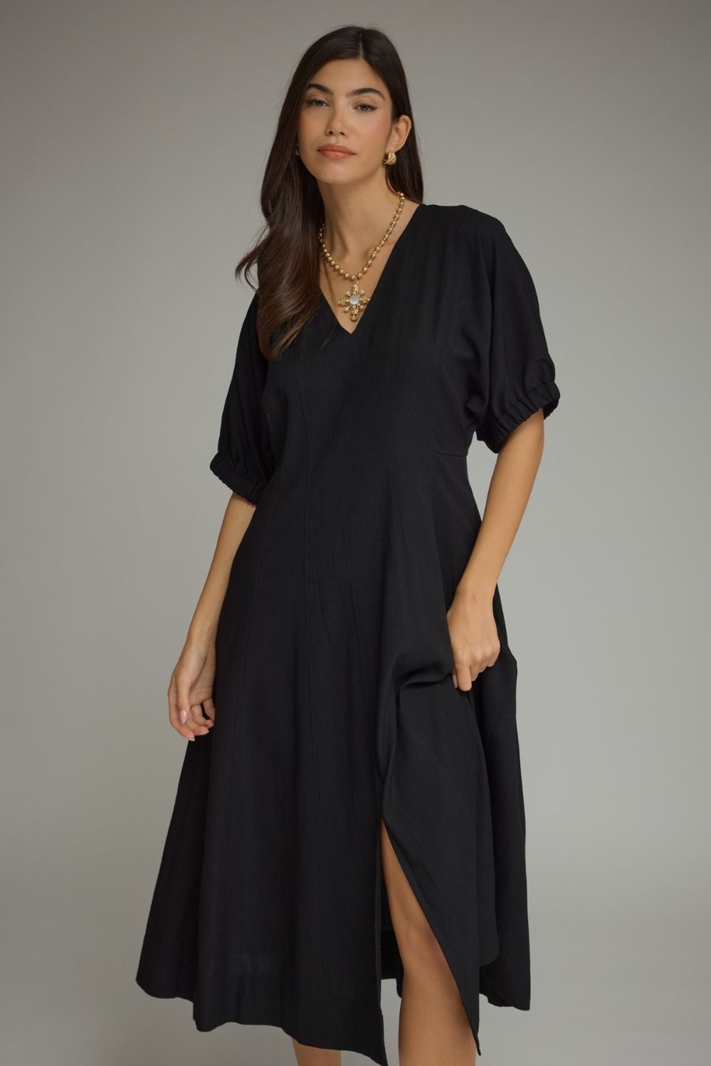 WOMENS BLACK SIDE SEAM DRESS