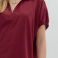 SPLIT COLLAR SLIT HEM TOP