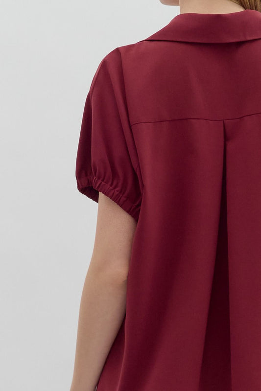 SPLIT COLLAR SLIT HEM TOP