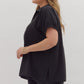 SPLIT COLLAR SLIT HEM BLACK TOP