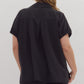SPLIT COLLAR SLIT HEM BLACK TOP