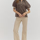 LEOPARD BUBBLE SLEEVE TOP