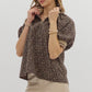 LEOPARD BUBBLE SLEEVE TOP