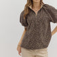 LEOPARD BUBBLE SLEEVE TOP