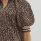 LEOPARD BUBBLE SLEEVE TOP
