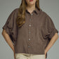 WM COLLAR BROWN SUEDE TOP