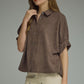 WM COLLAR BROWN SUEDE TOP