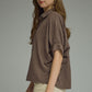 WM COLLAR BROWN SUEDE TOP