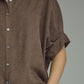 WM COLLAR BROWN SUEDE TOP