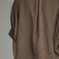WM COLLAR BROWN SUEDE TOP