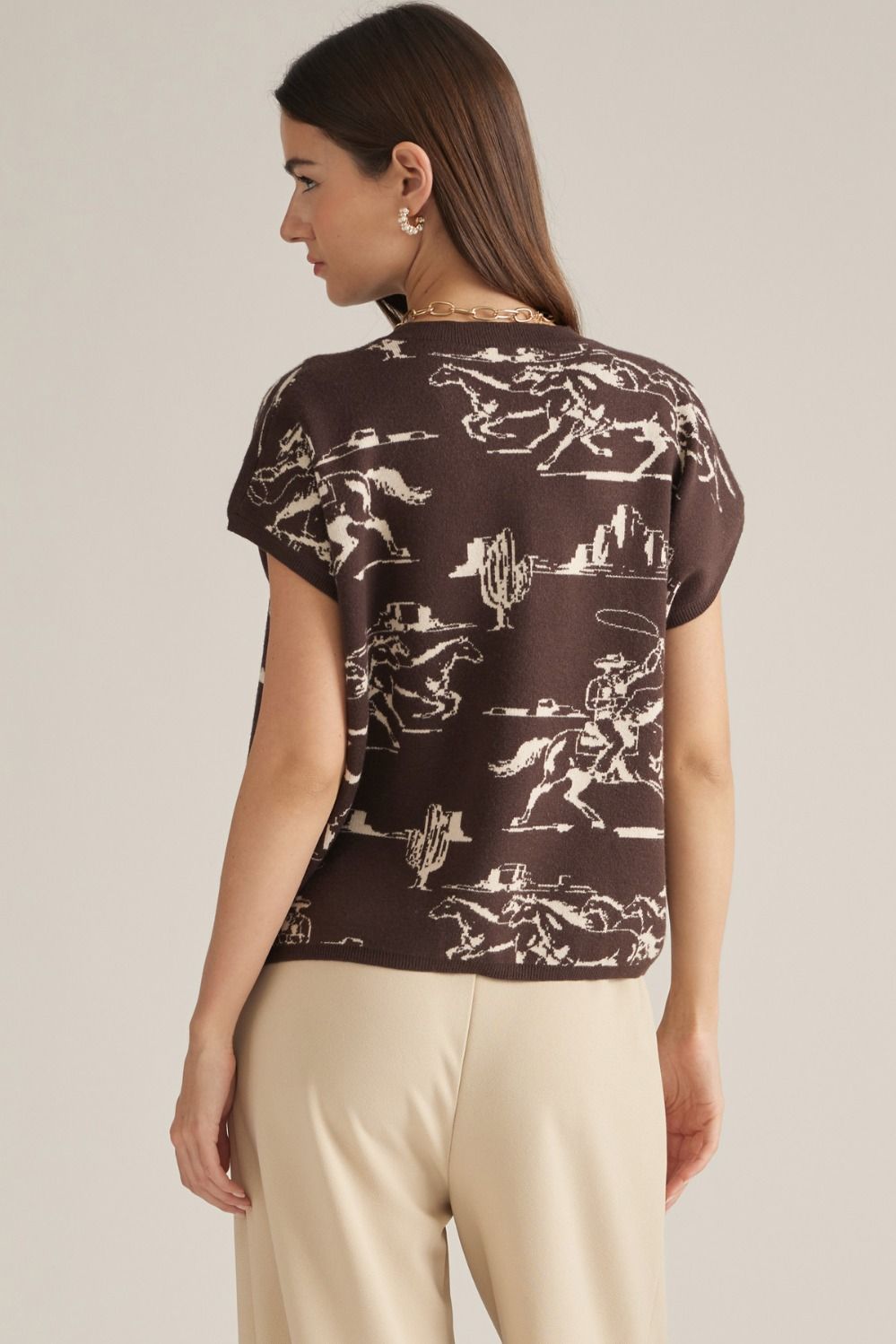 WM WESTERN BROWN SWEATERTOP