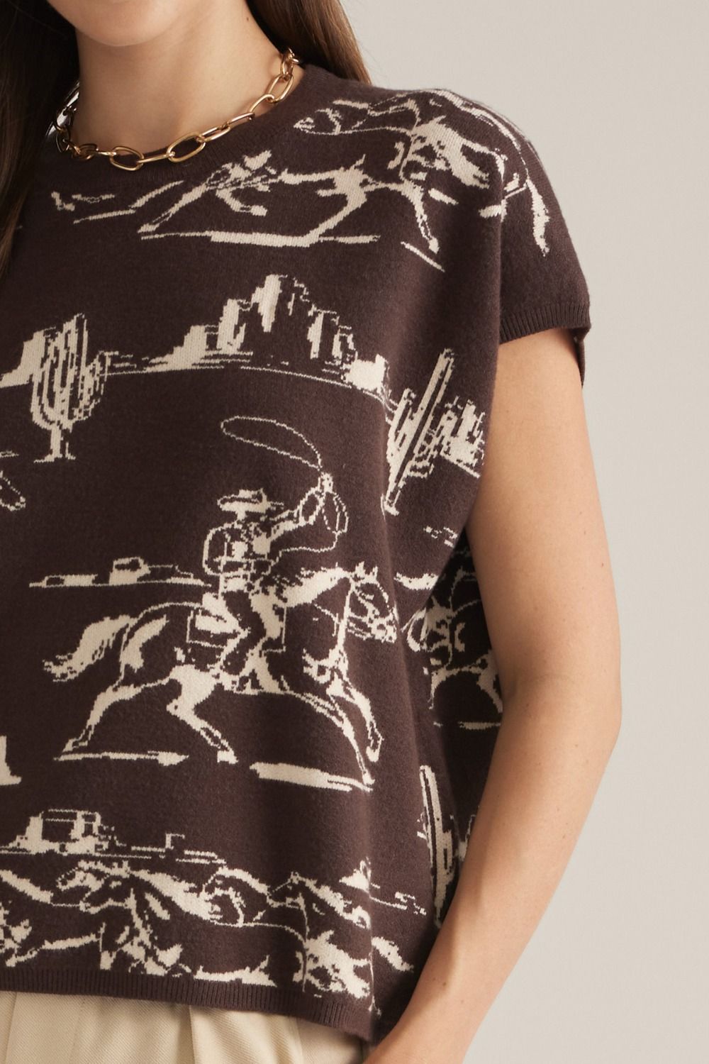WM WESTERN BROWN SWEATERTOP