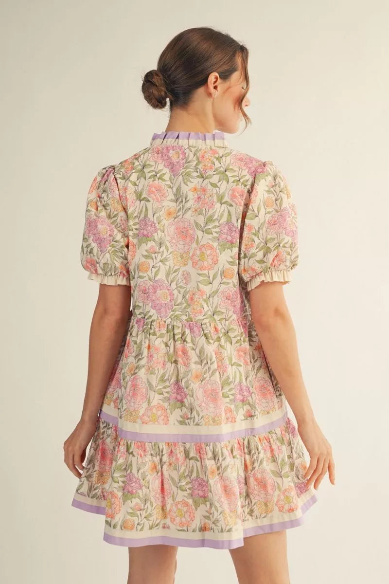 BABY-DOLL FLORAL CREAM DRESS