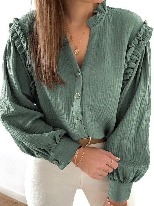 CRINKLED FRILLED LS TOP