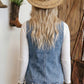 DENIM BUTTONED FRONT SLIT VEST