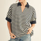 COLLAR STRIPE SS BLACK TOP