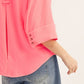 DROP SHOULDER 3/4 NEON PINK SS TOP