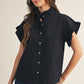 SOLID BLACK WOVEN TOP