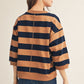 3/4 STRIPE CARMEL/NAVY TOP