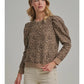 LEOPARD TEXTURED KNIT LS TOP