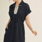ZIP TIE WAIST BLACK DRESS