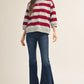 3/4 STRIPE BURGUNDY TOP