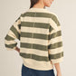 3/4 STRIPE OLIVE TOP