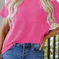 CORDED KNIT MOCK PINK TOP
