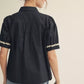 NOTCHED NECKLINE BLACK TOP