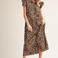 RUFFLED CAP LEOPARD DRESS