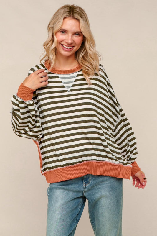 FALL STRIPED OLIVE/RUST LONGSLEEVE