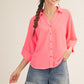 DROP SHOULDER 3/4 NEON PINK SS TOP