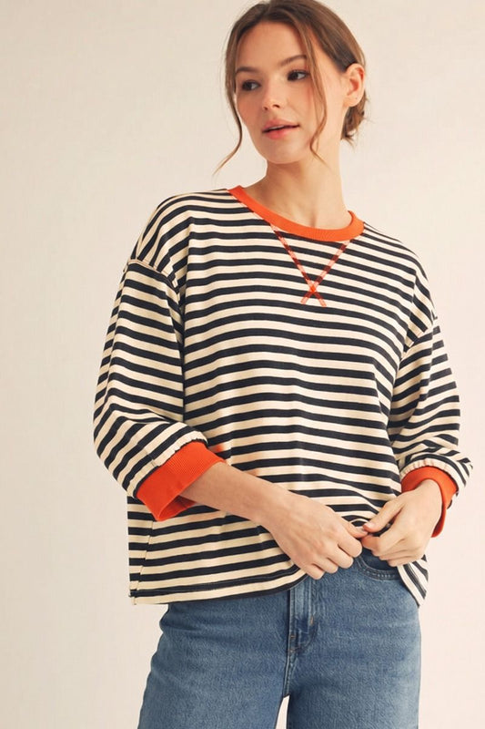 STRIPE 3/4 BLACK TOP