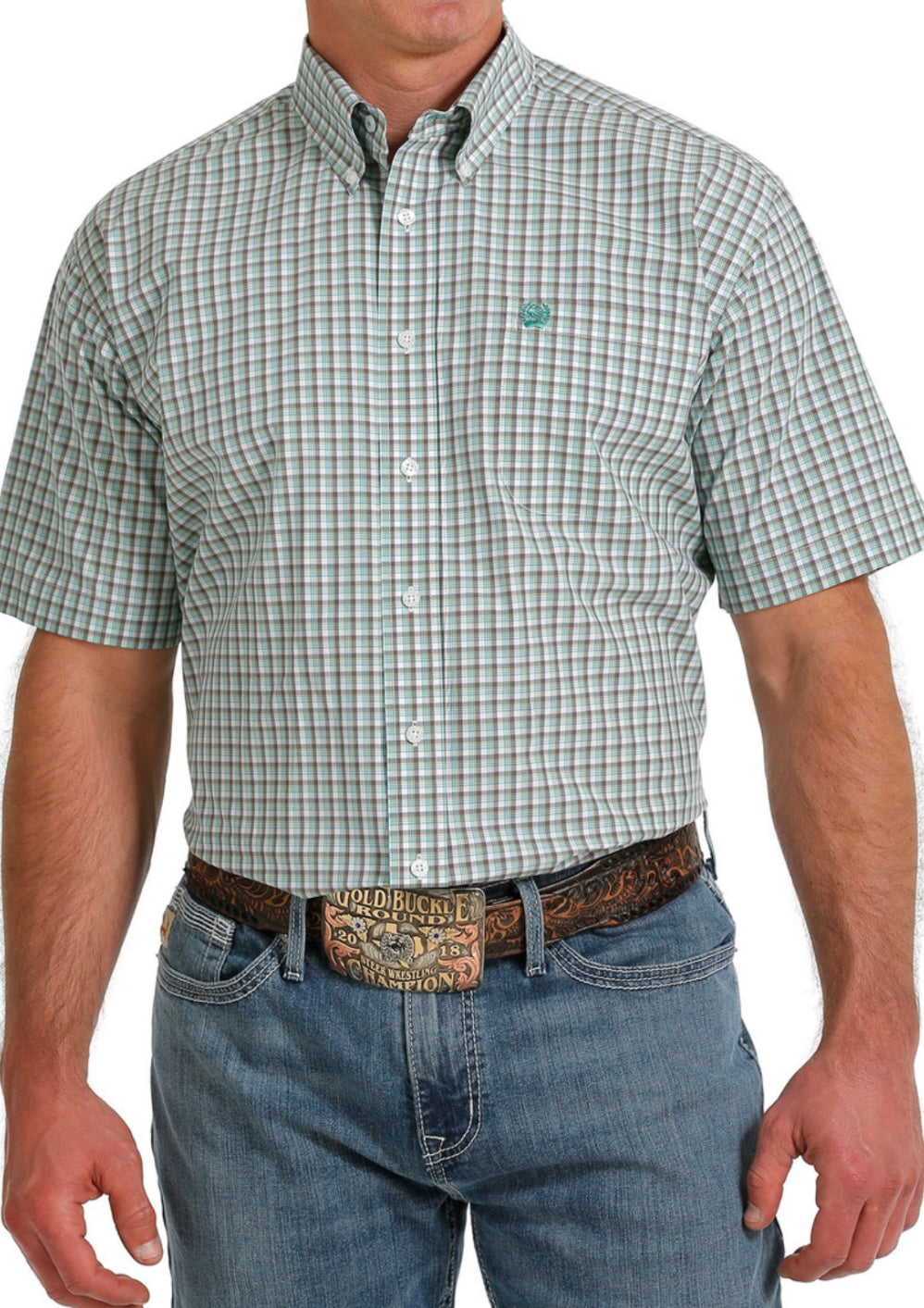 Cinch Mn Green/White Plaid SS