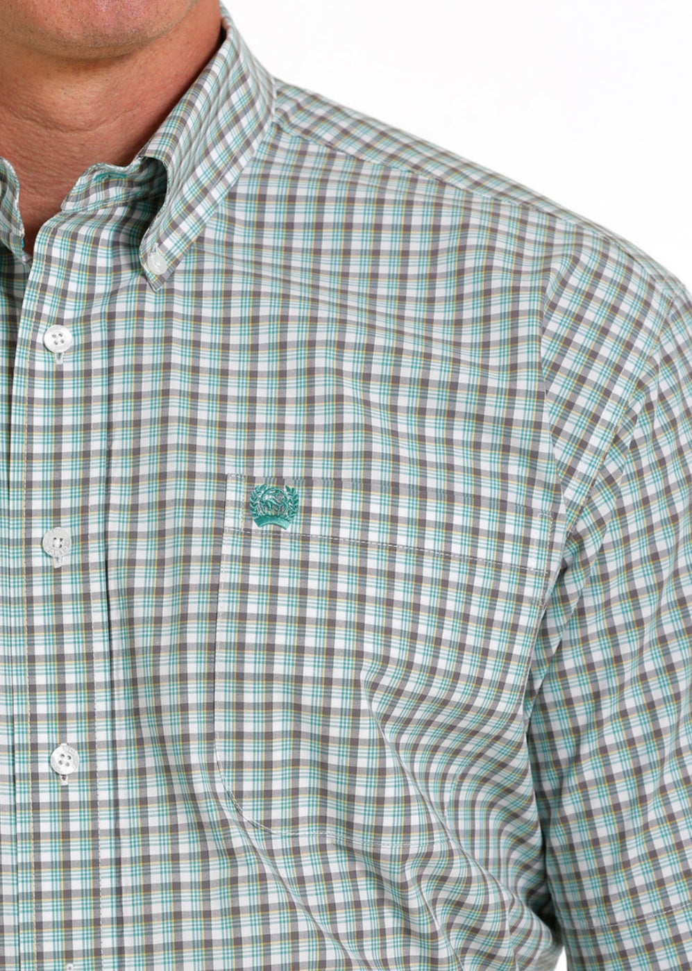 Cinch Mn Green/White Plaid SS